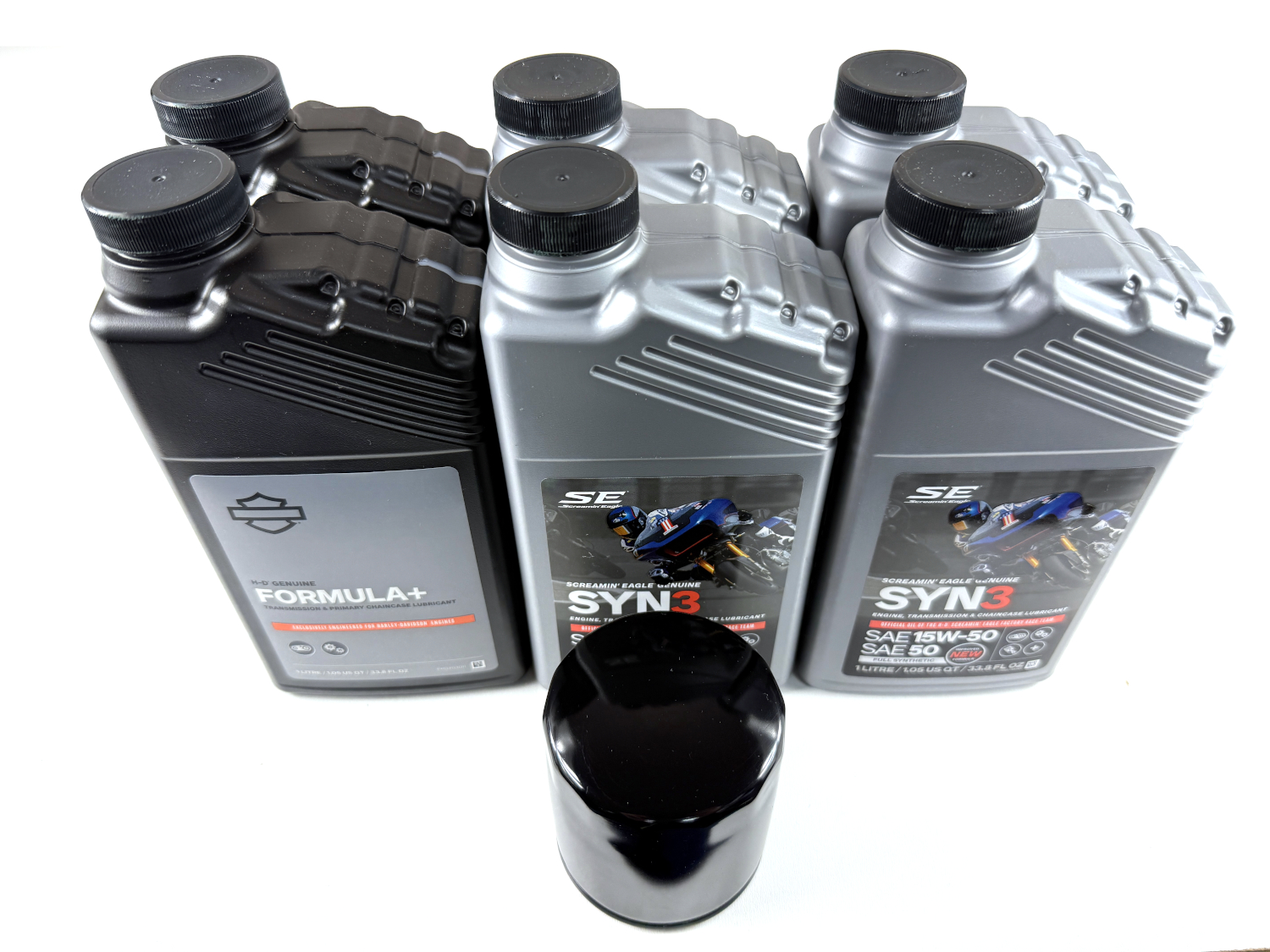 HARLEY DAVIDSON ZESTAW EKSPLOATACYJNY OLEJ SILNIKOWY SYN3 15W50 4L, FORMULA+ 2L, FILTR CZARNY
