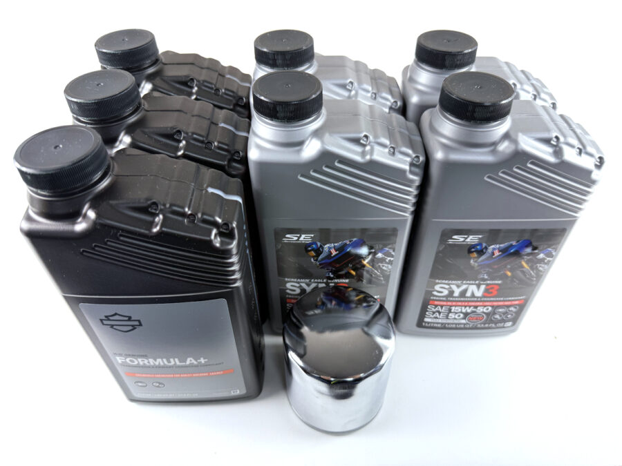 HARLEY DAVIDSON ZESTAW EKSPLOATACYJNY OLEJ SILNIKOWY SYN3 15W50 4L, FORMULA+ 3L, FILTR CHROMOWANY