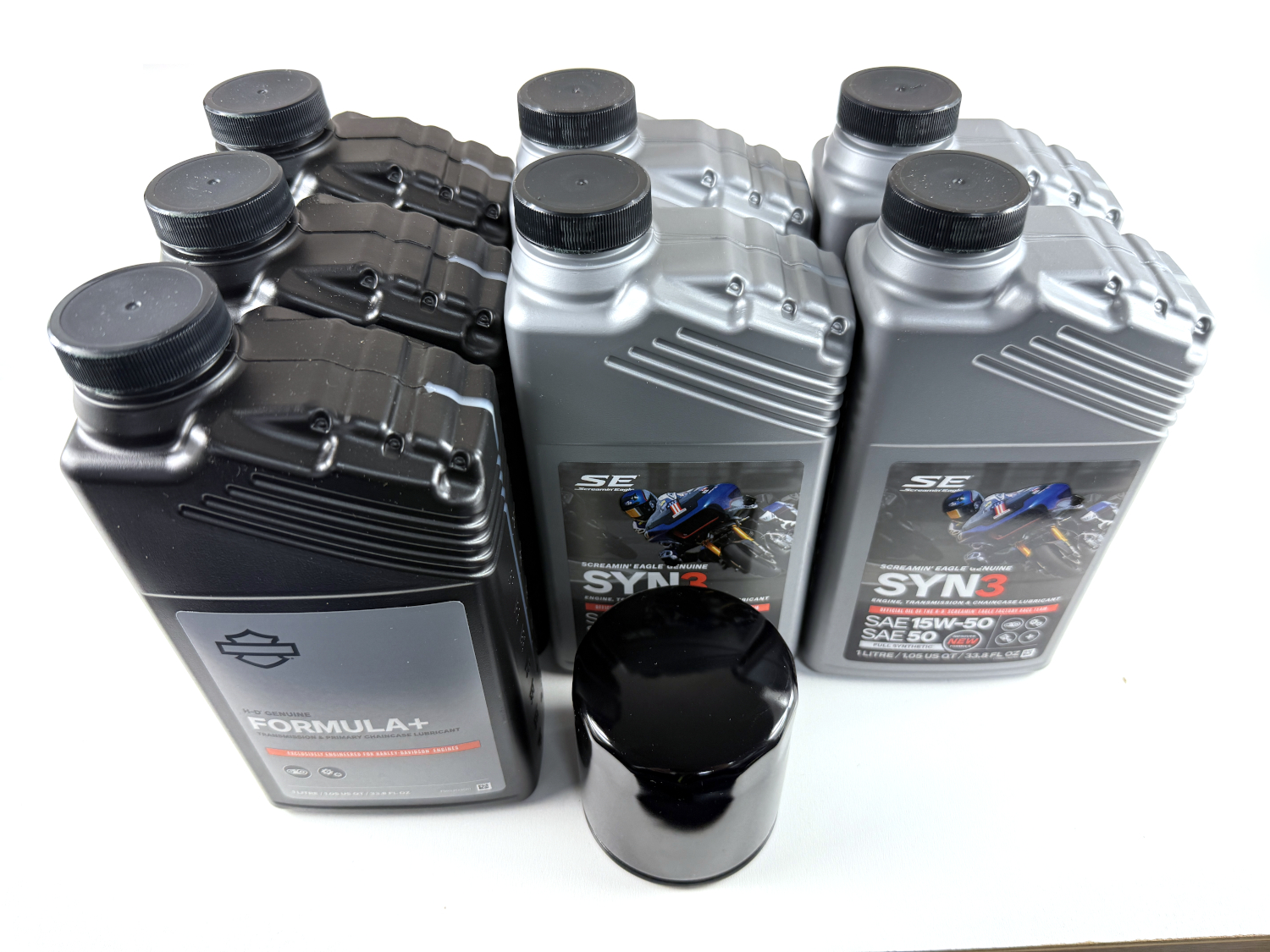 HARLEY DAVIDSON ZESTAW EKSPLOATACYJNY OLEJ SILNIKOWY SYN3 15W50 4L, FORMULA+ 3L, FILTR CZARNY