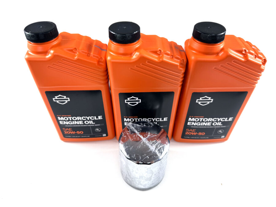HARLEY DAVIDSON ZESTAW EKSPLOATACYJNY OLEJ SILNIKOWY MINERALNY 20W50 3L, FILTR CHROM