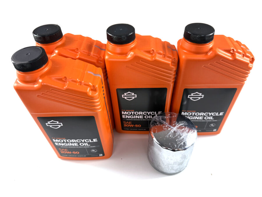 HARLEY DAVIDSON ZESTAW EKSPLOATACYJNY OLEJ SILNIKOWY MINERALNY 20W50 4L, FILTR CHROM